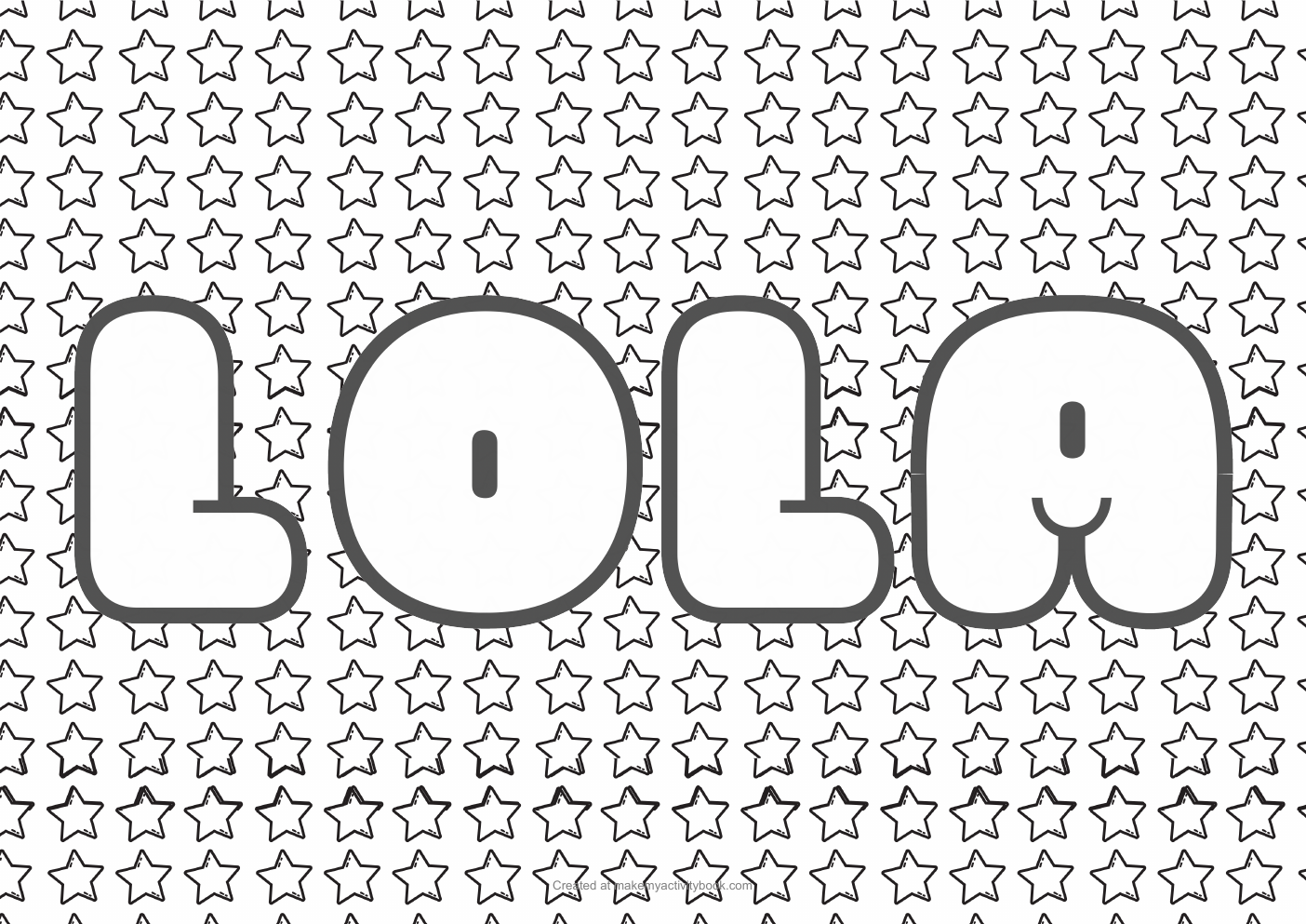 Lola Bubble letters — Stars border colouring sheet