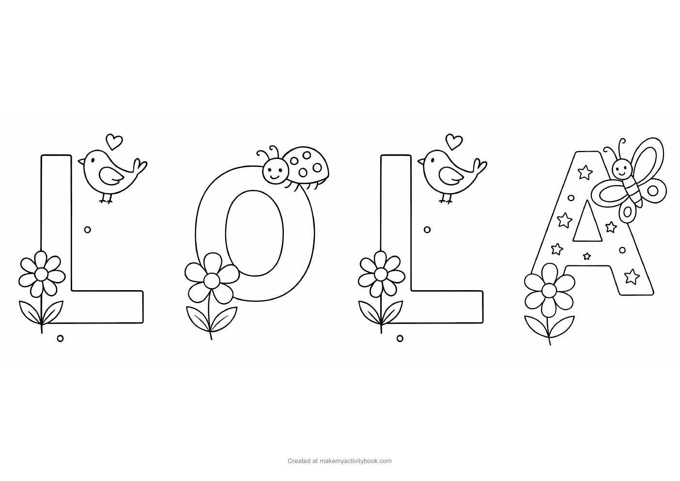 Lola letters colouring sheet