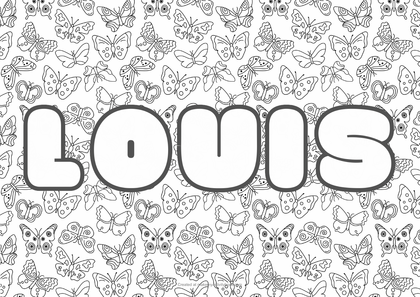 Louis butterflies colouring sheet