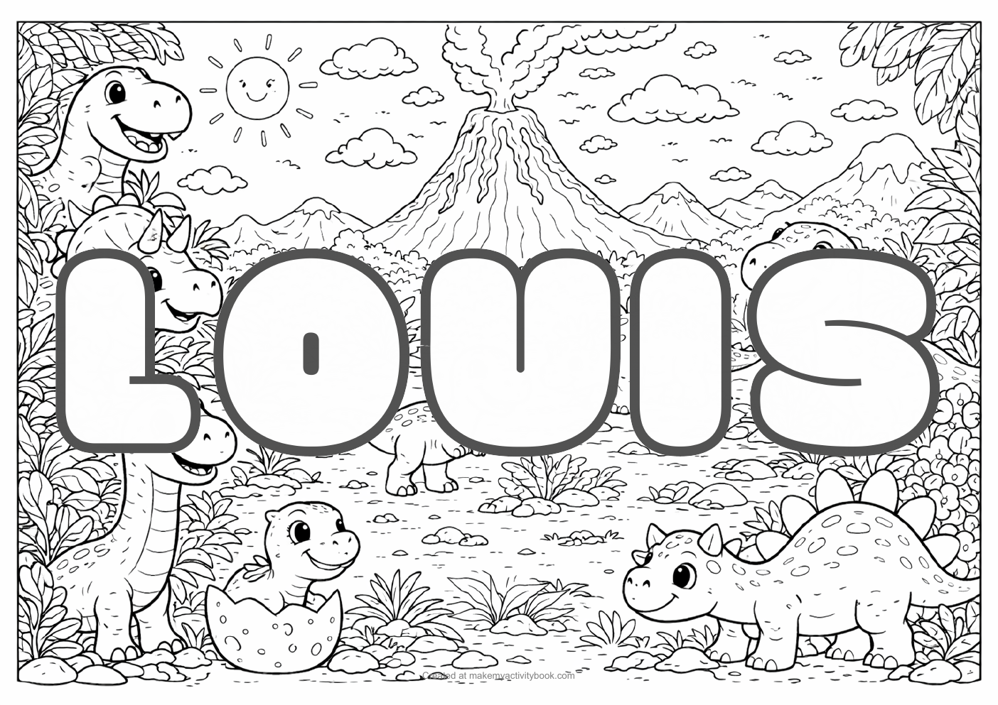 Louis dinosaur colouring sheet