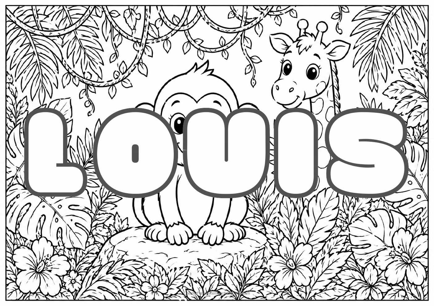 Louis jungle colouring sheet