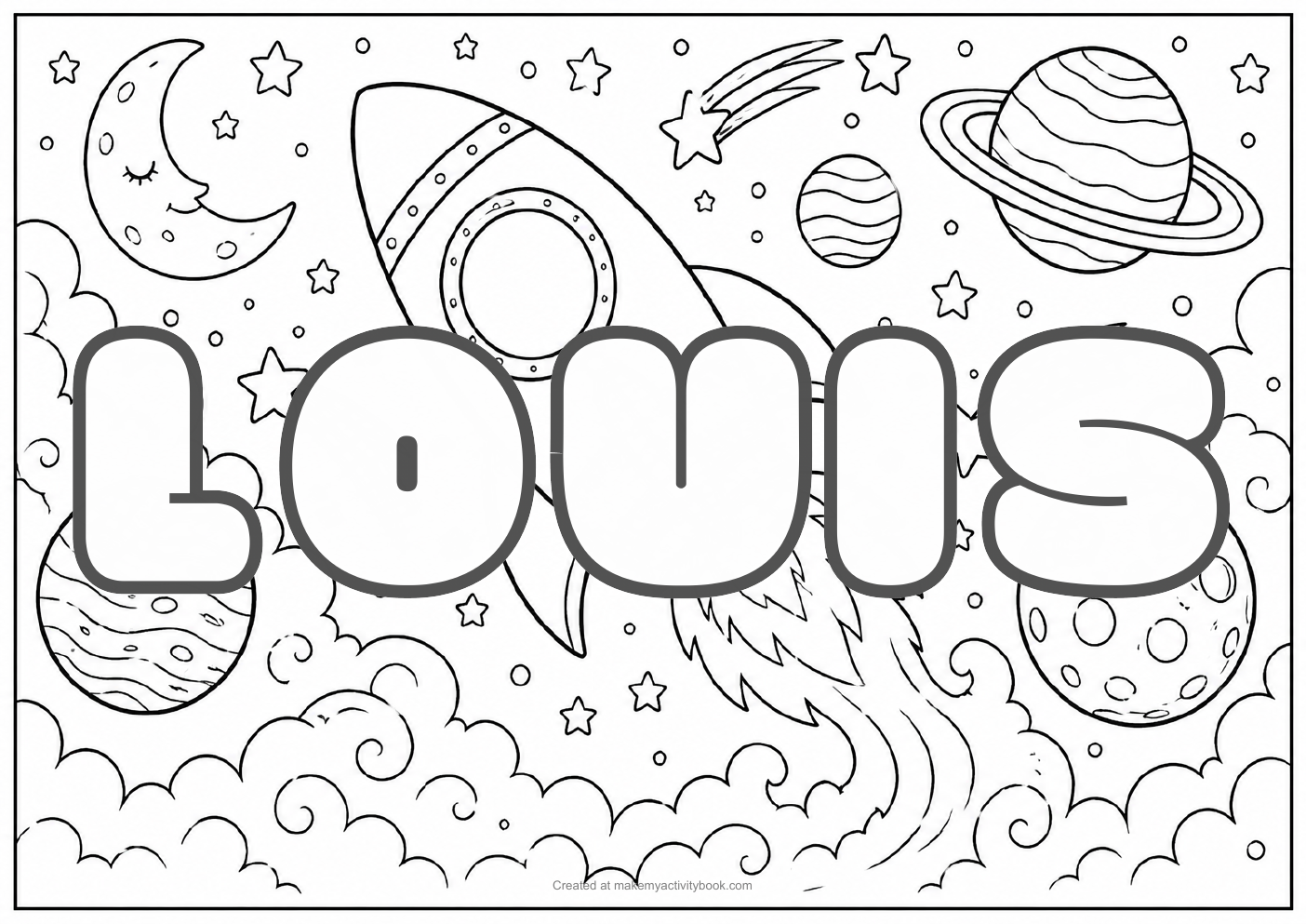 Louis space colouring sheet