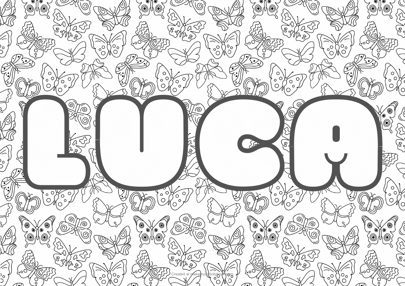 Luca butterflies colouring sheet