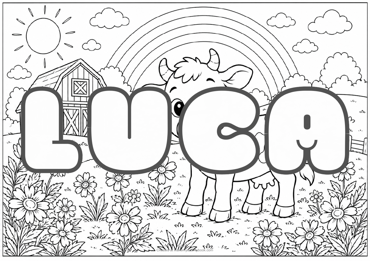 Luca farm colouring sheet