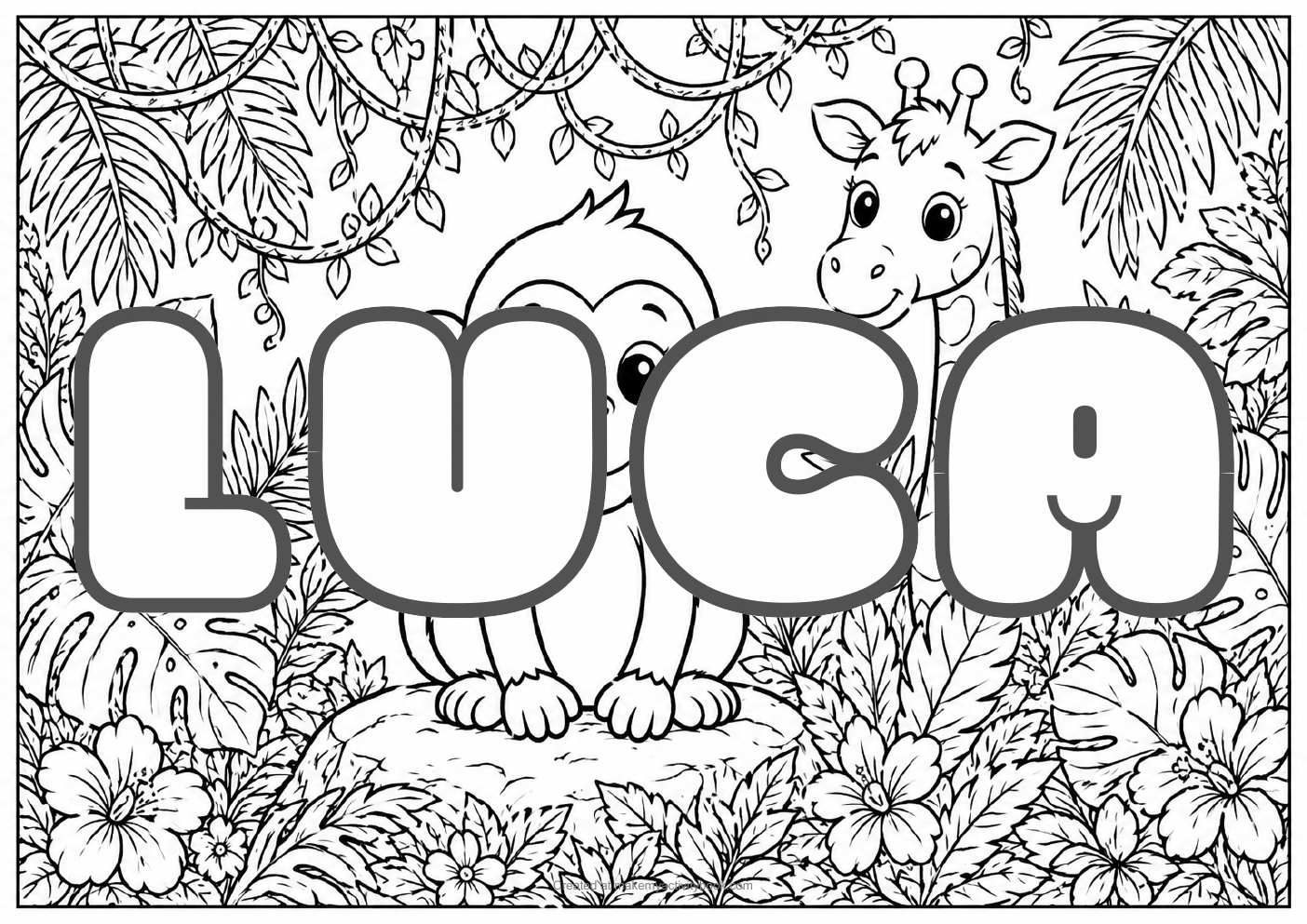 Luca jungle colouring sheet