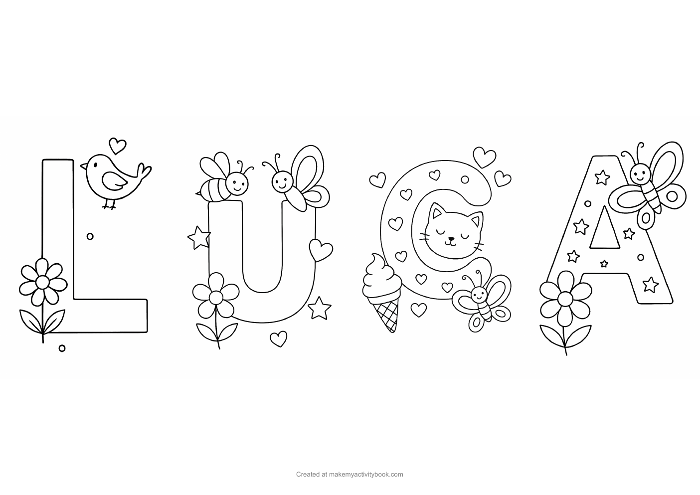 Luca letters colouring sheet