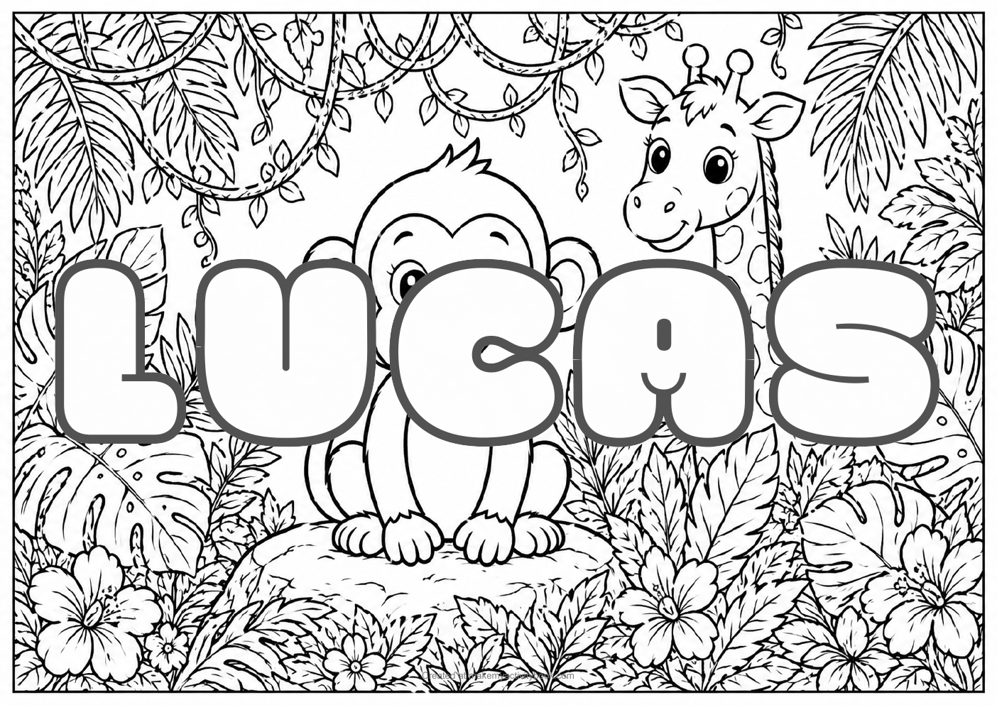 Lucas jungle colouring sheet