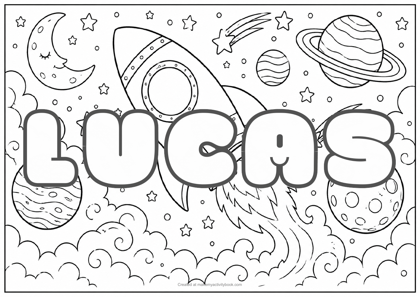 Lucas space colouring sheet