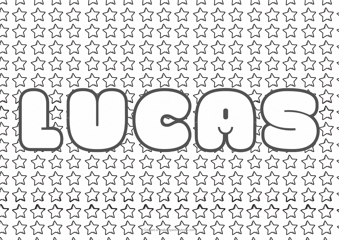 Lucas Bubble letters — Stars border colouring sheet