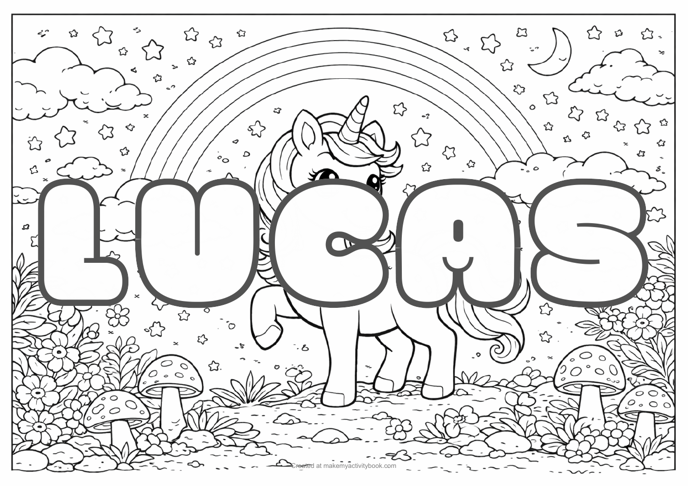 Lucas unicorn colouring sheet