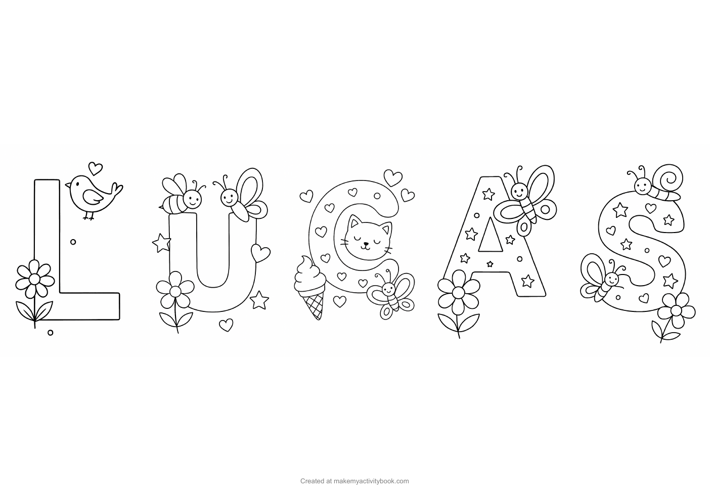 Lucas letters colouring sheet