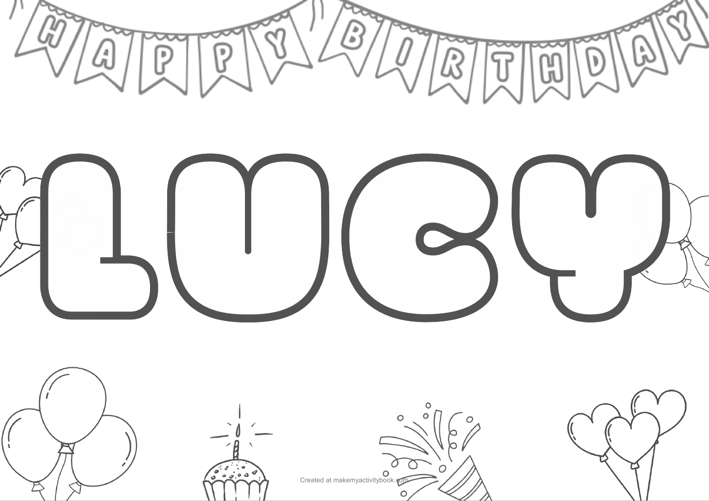 Lucy birthday colouring sheet