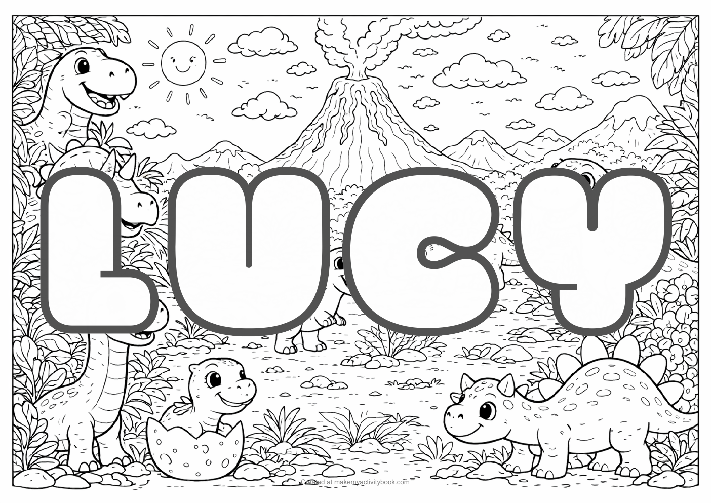 Lucy dinosaur colouring sheet