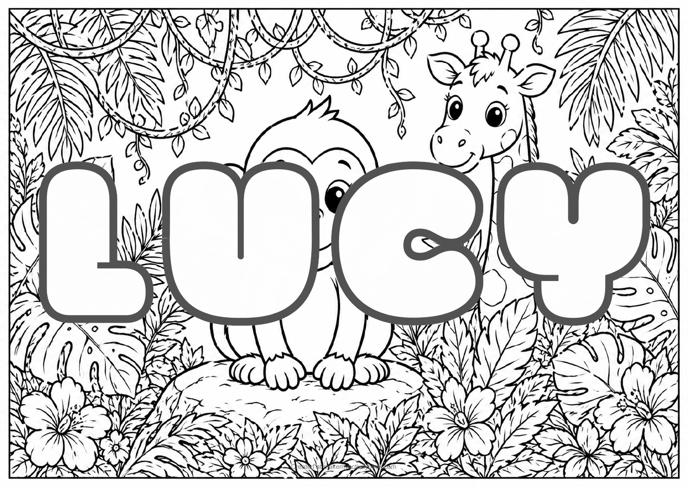 Lucy jungle colouring sheet