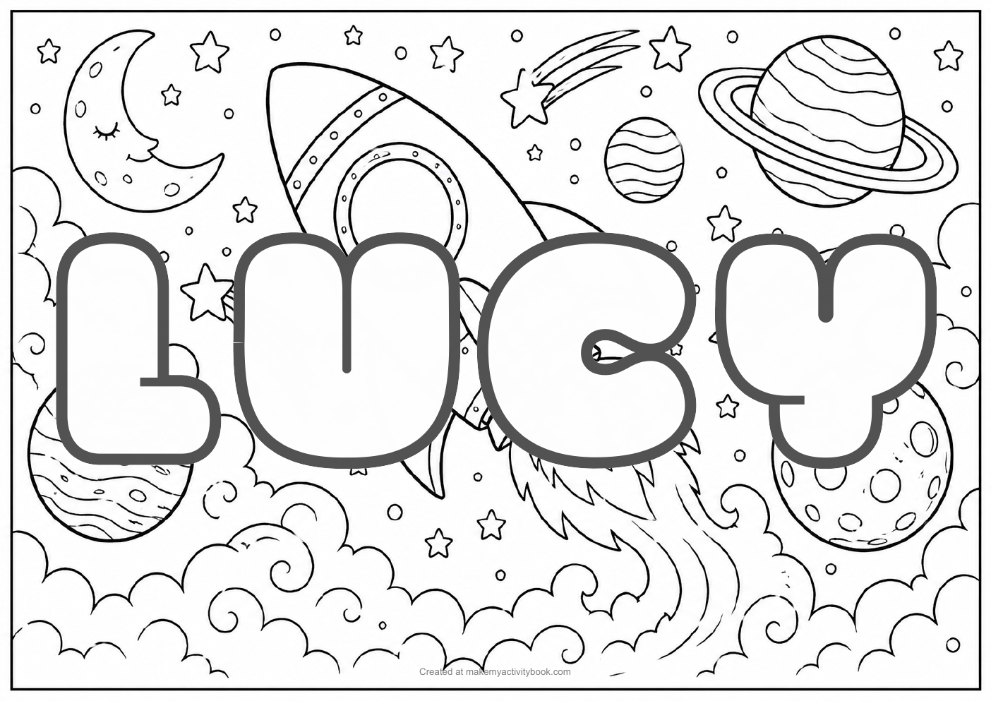 Lucy space colouring sheet