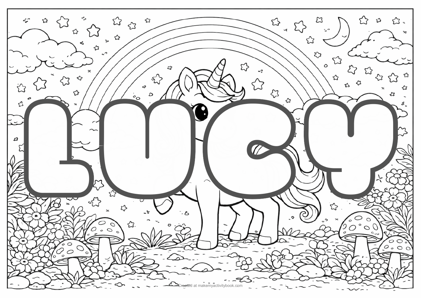 Lucy unicorn colouring sheet