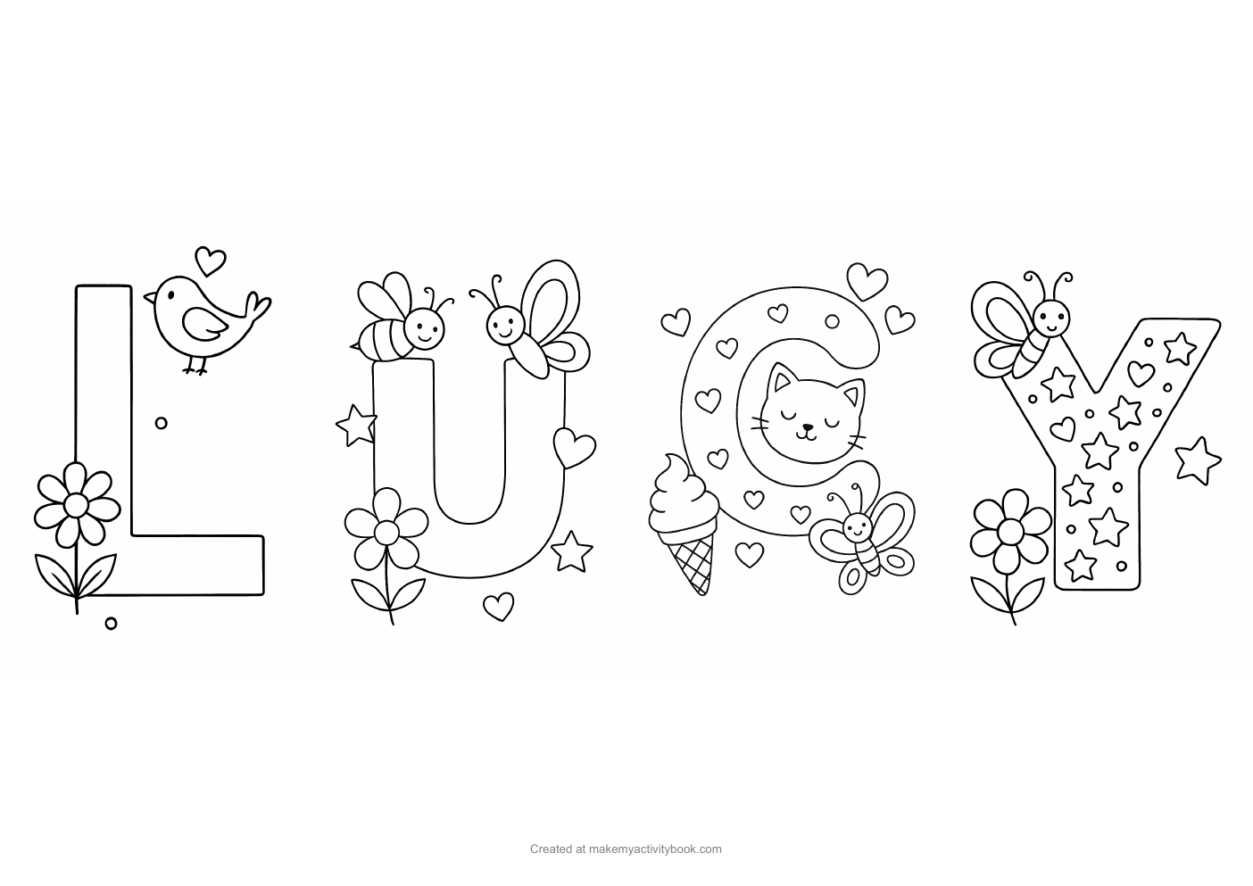 Lucy letters colouring sheet