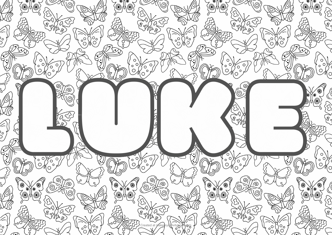 Luke butterflies colouring sheet