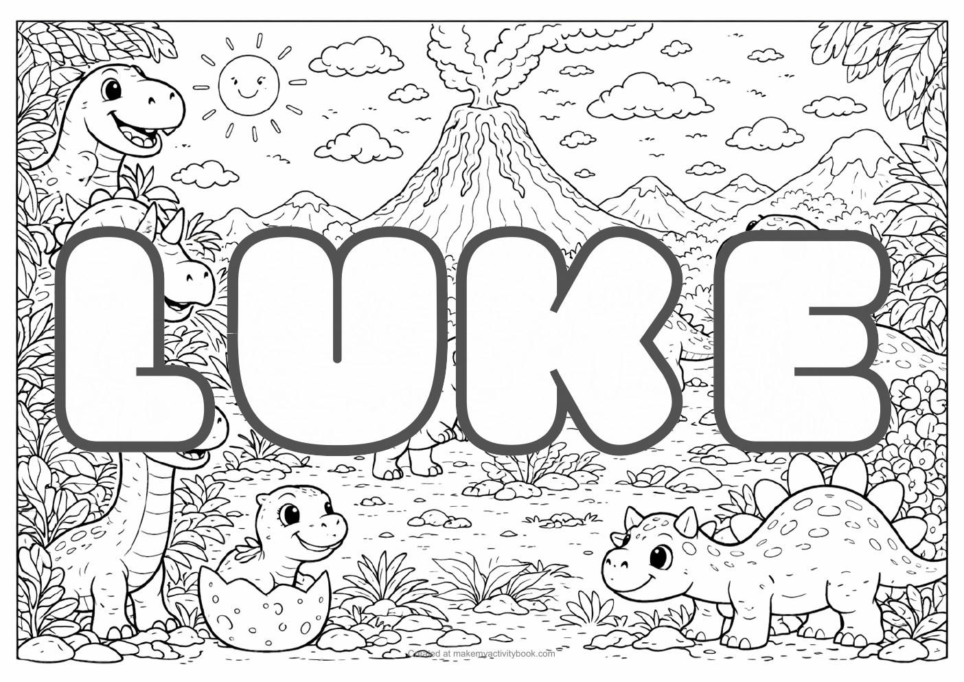 Luke dinosaur colouring sheet