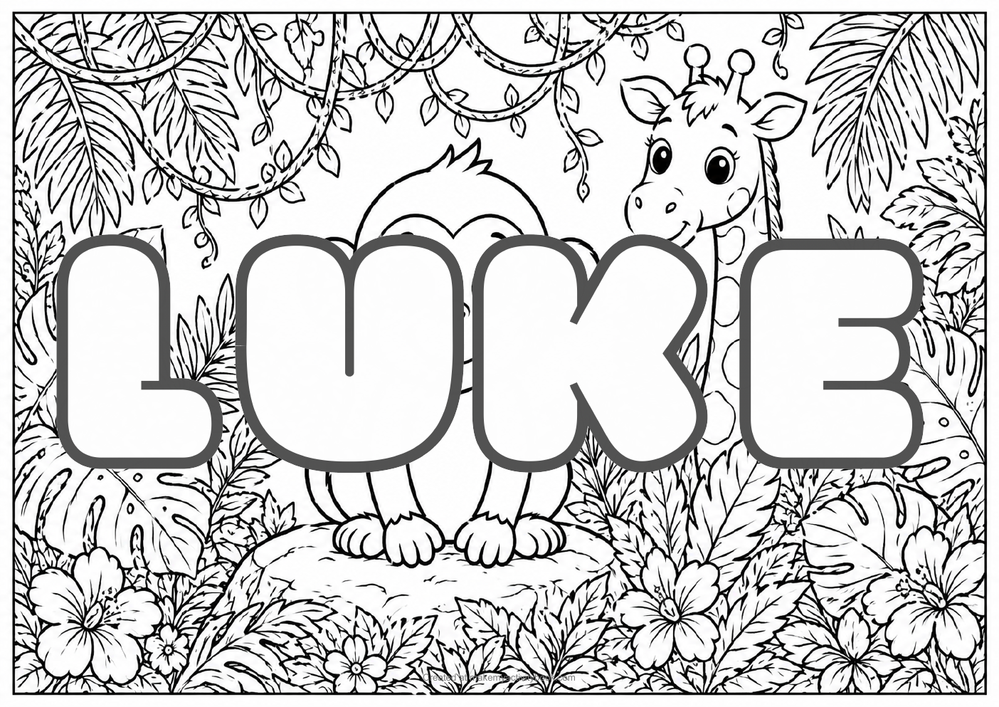 Luke jungle colouring sheet