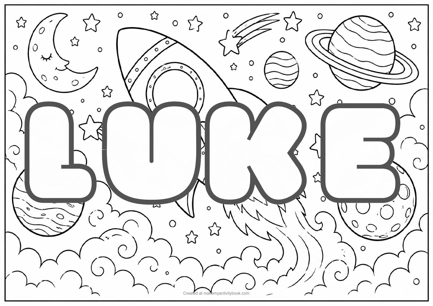 Luke space colouring sheet