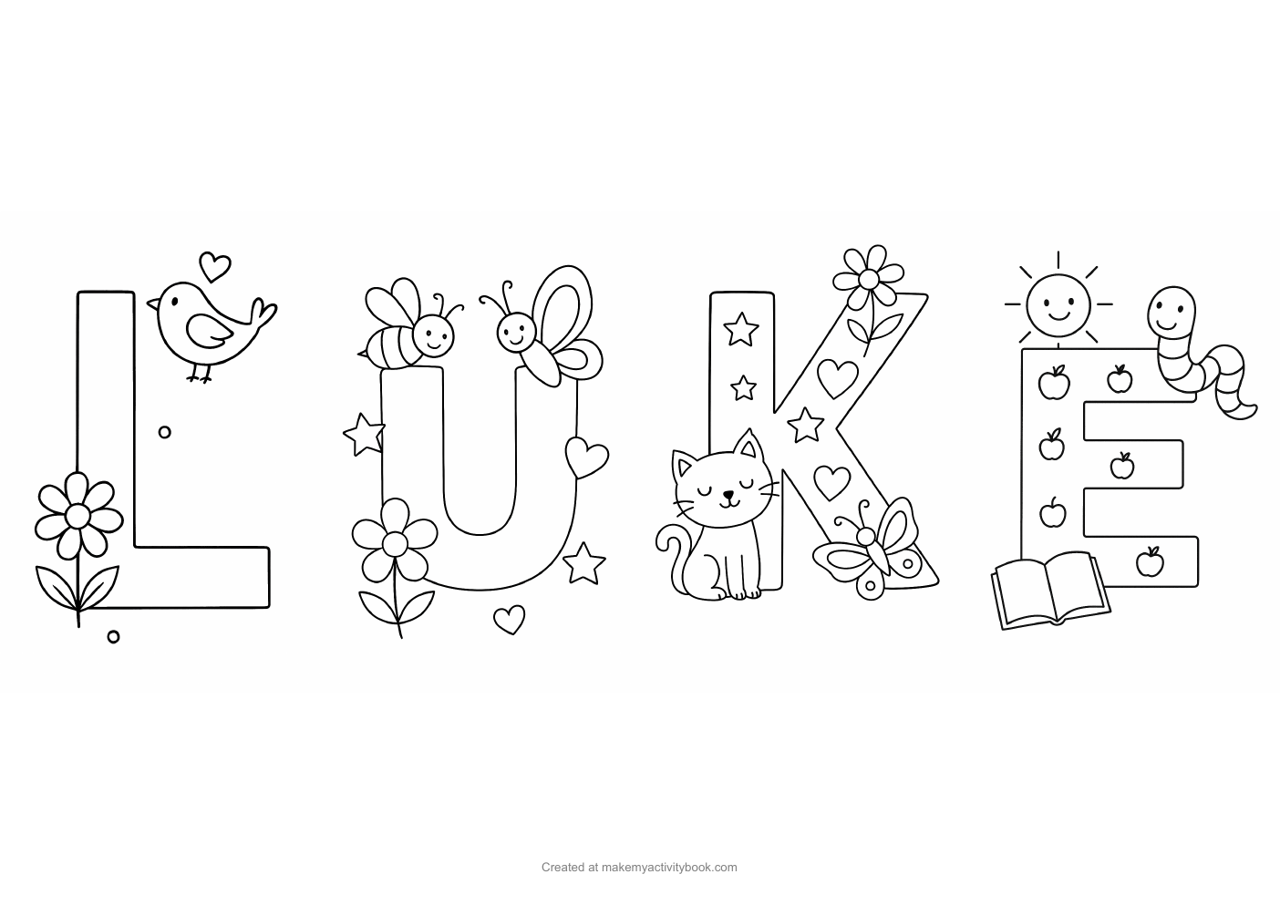 Luke letters colouring sheet
