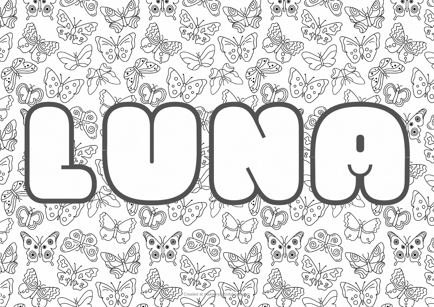 Luna butterflies colouring sheet