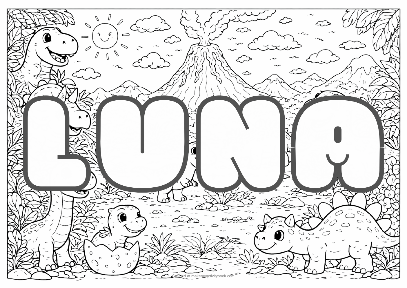 Luna dinosaur colouring sheet