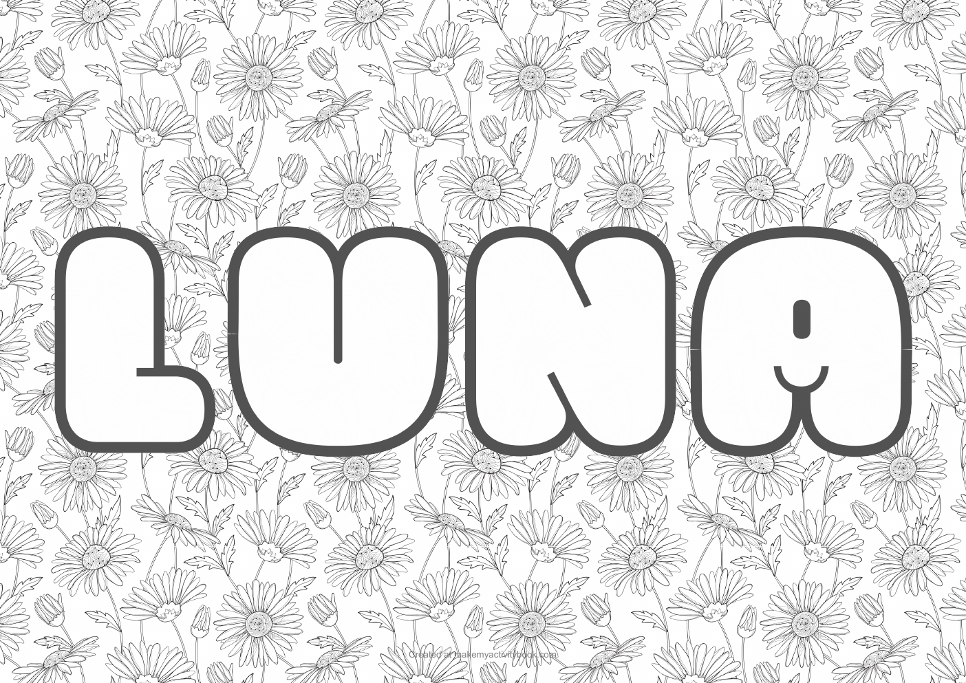 Luna flowers colouring sheet