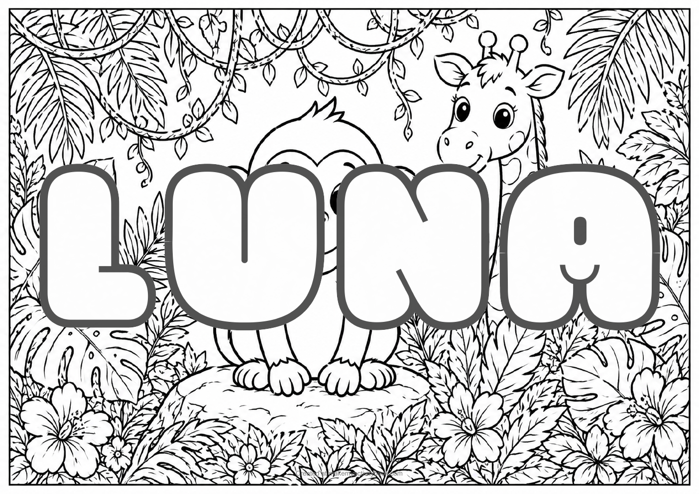 Luna jungle colouring sheet