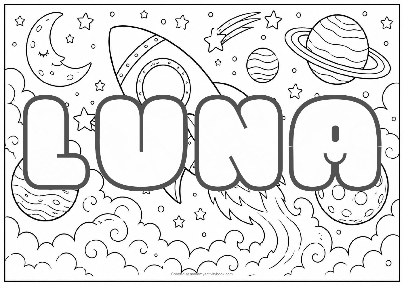 Luna space colouring sheet