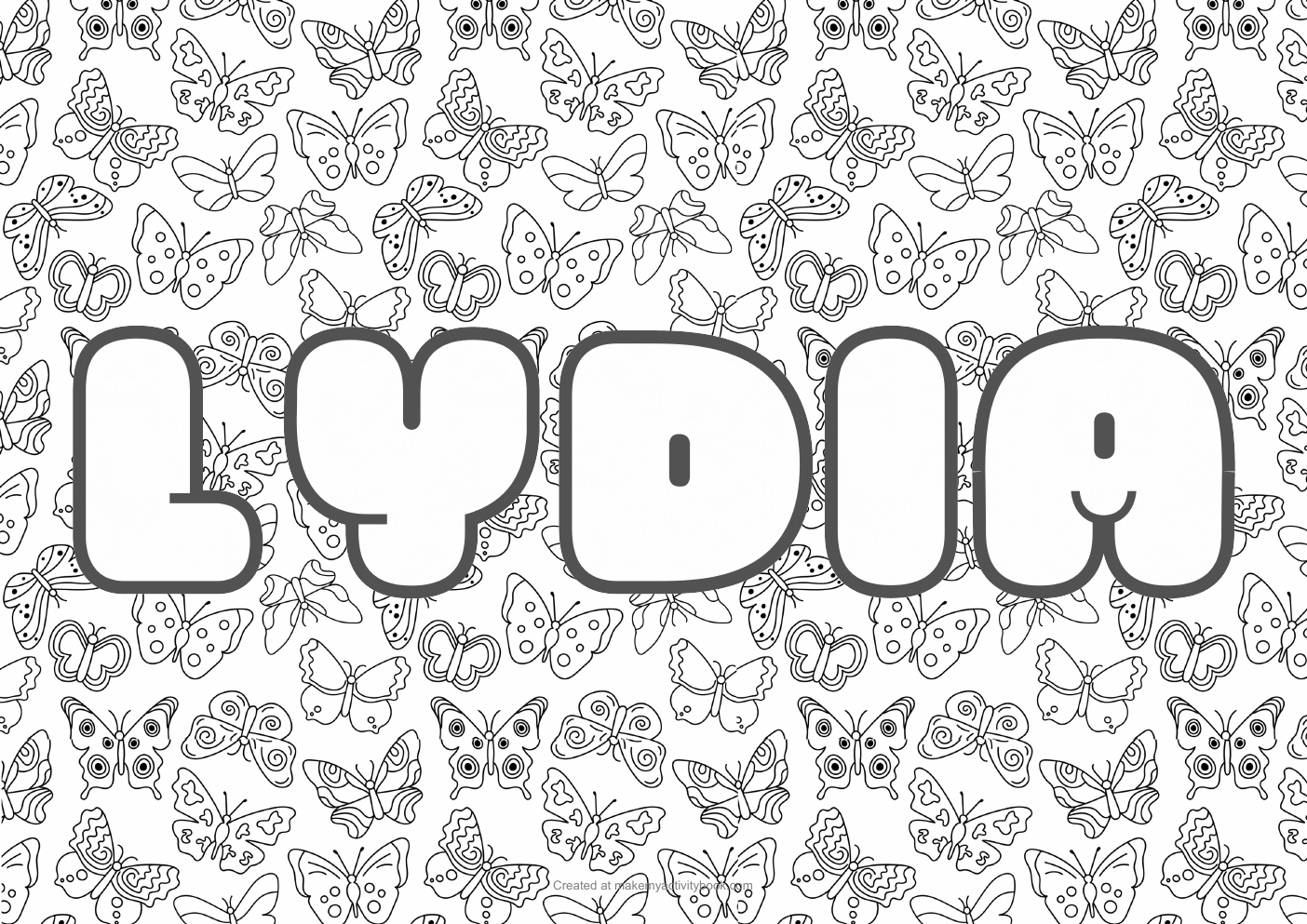 Lydia butterflies colouring sheet