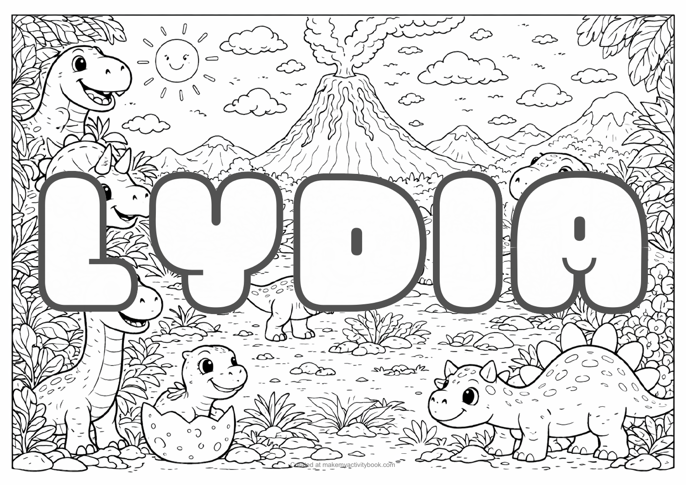 Lydia dinosaur colouring sheet