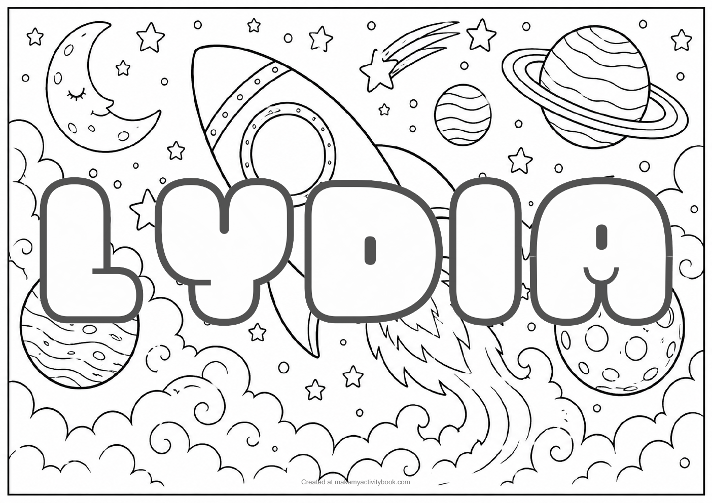 Lydia space colouring sheet