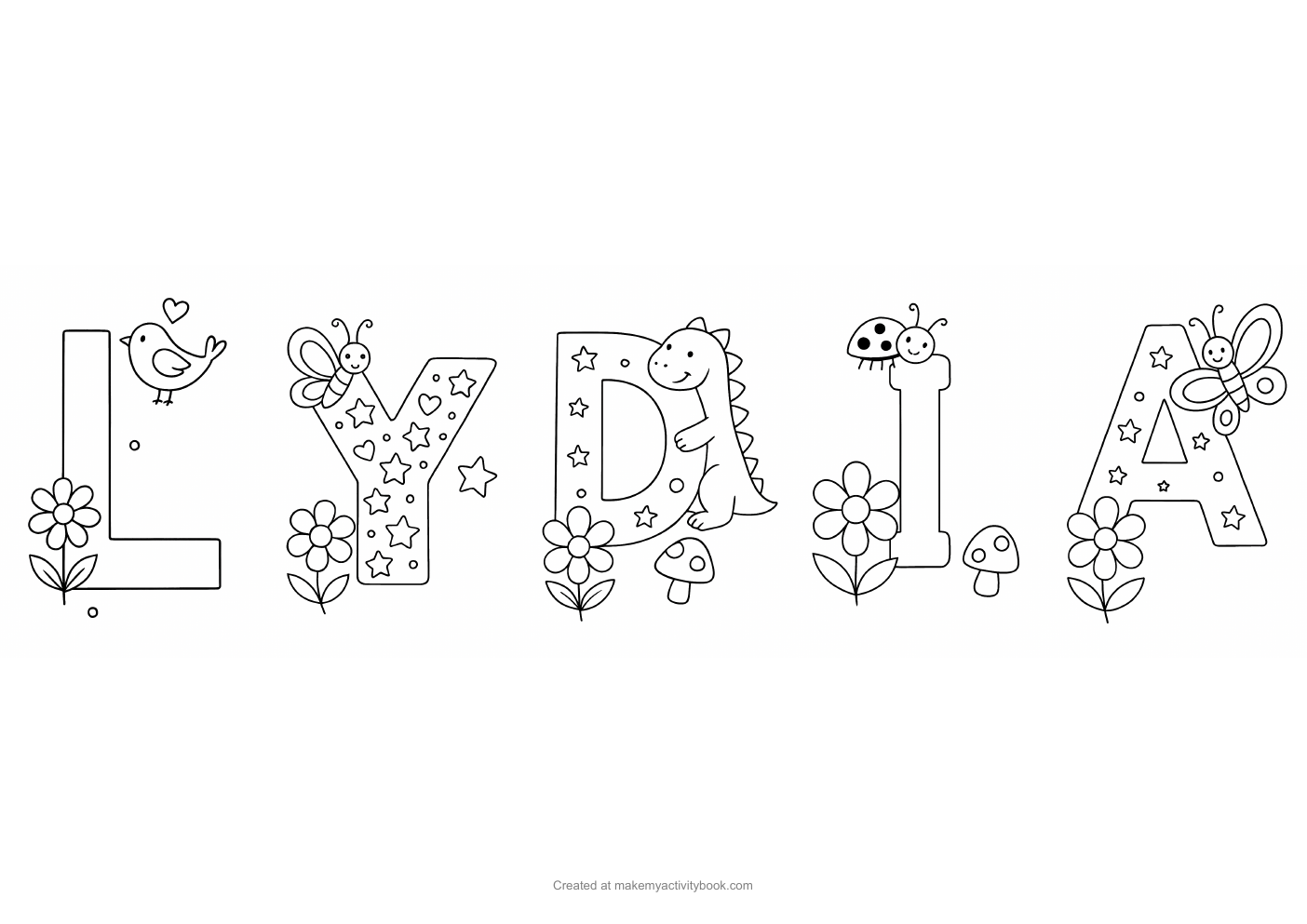 Lydia letters colouring sheet
