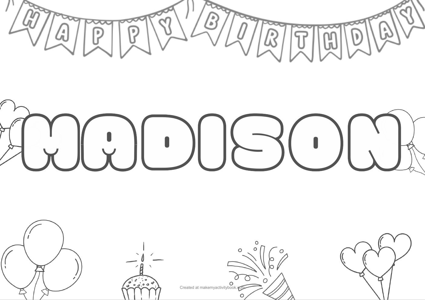 Madison birthday colouring sheet
