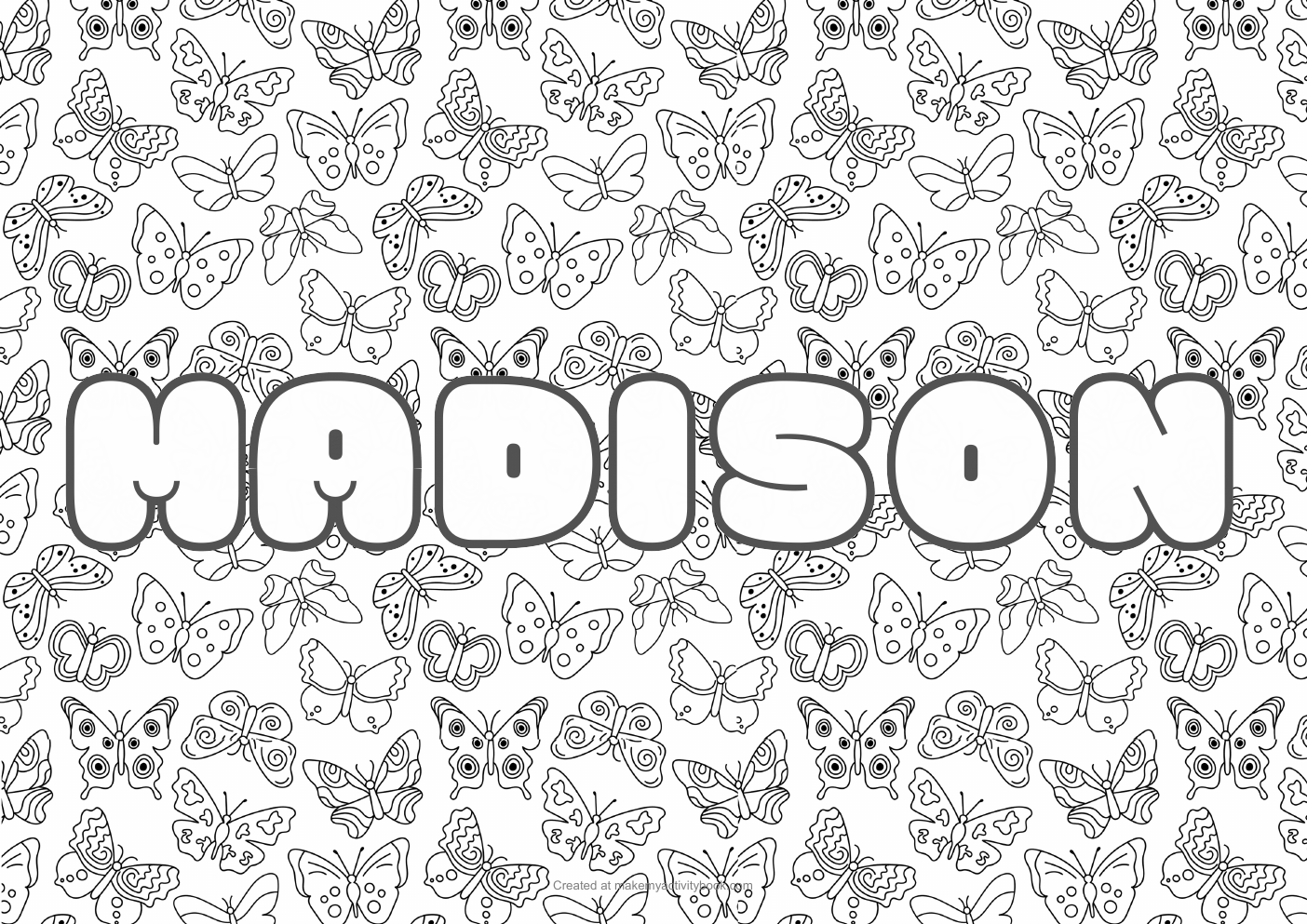 Madison butterflies colouring sheet