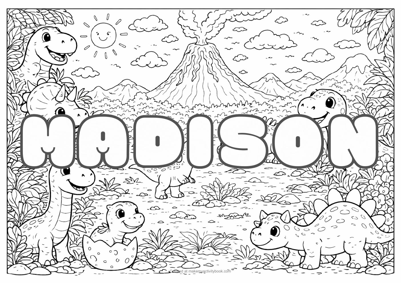 Madison dinosaur colouring sheet