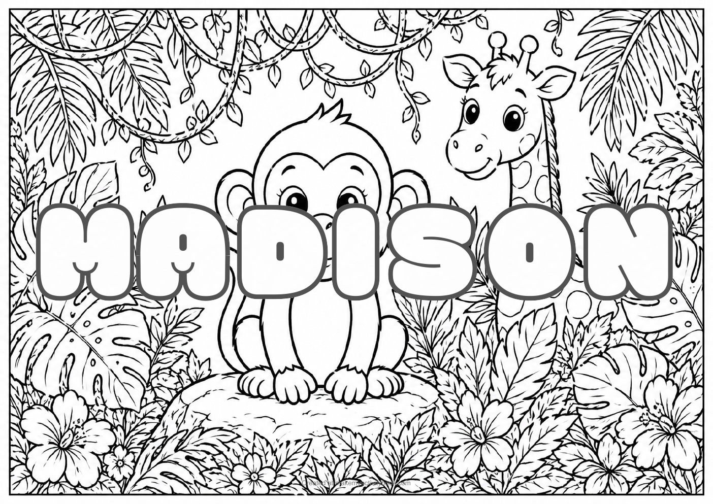 Madison jungle colouring sheet