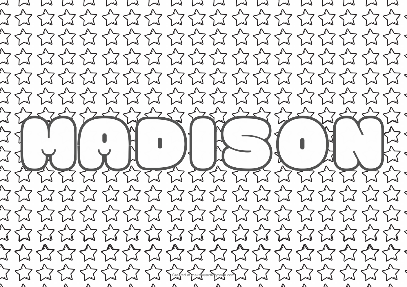 Madison Bubble letters — Stars border colouring sheet
