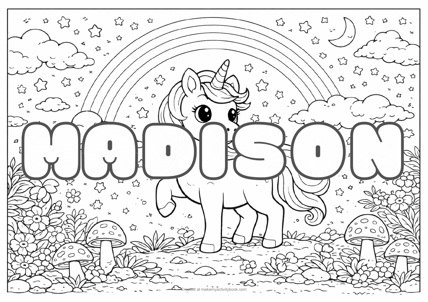 Madison unicorn colouring sheet