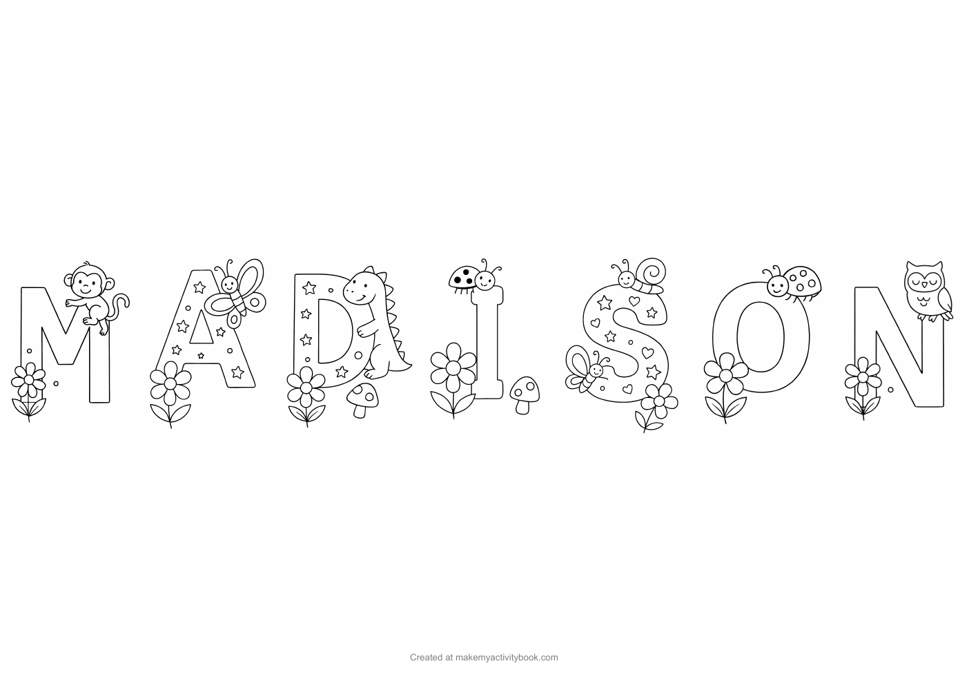 Madison letters colouring sheet