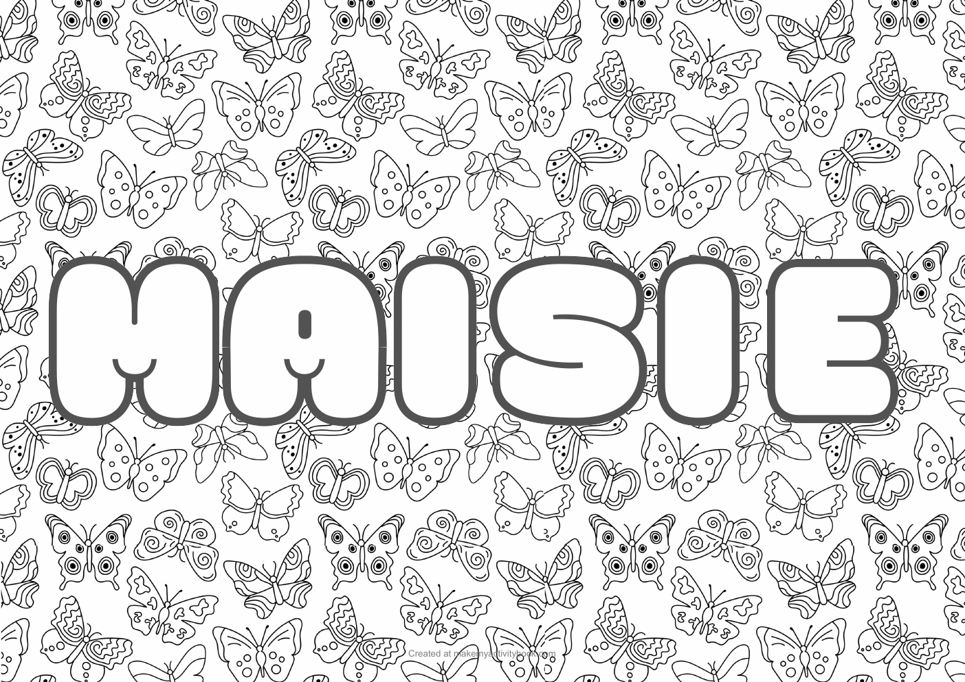 Maisie butterflies colouring sheet