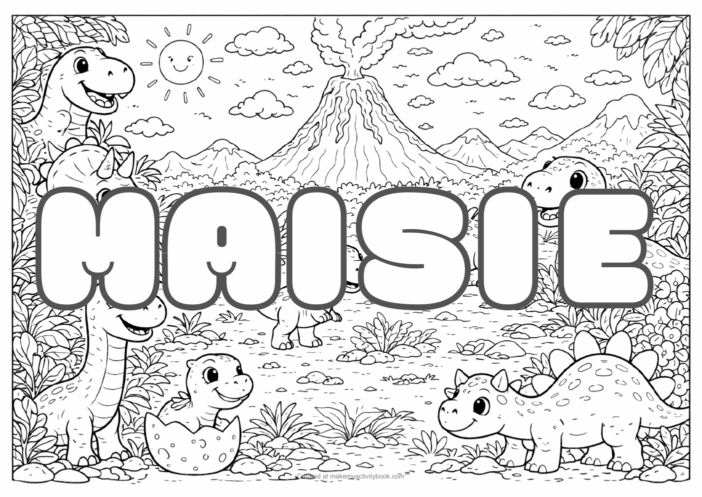 Maisie dinosaur colouring sheet
