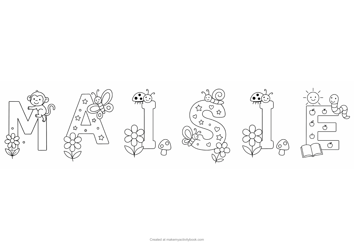 Maisie letters colouring sheet