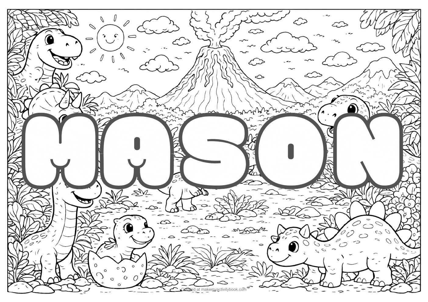 Mason dinosaur colouring sheet