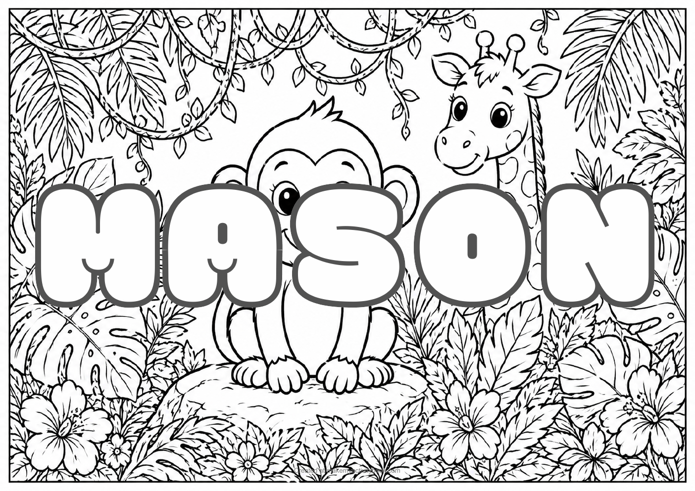 Mason jungle colouring sheet
