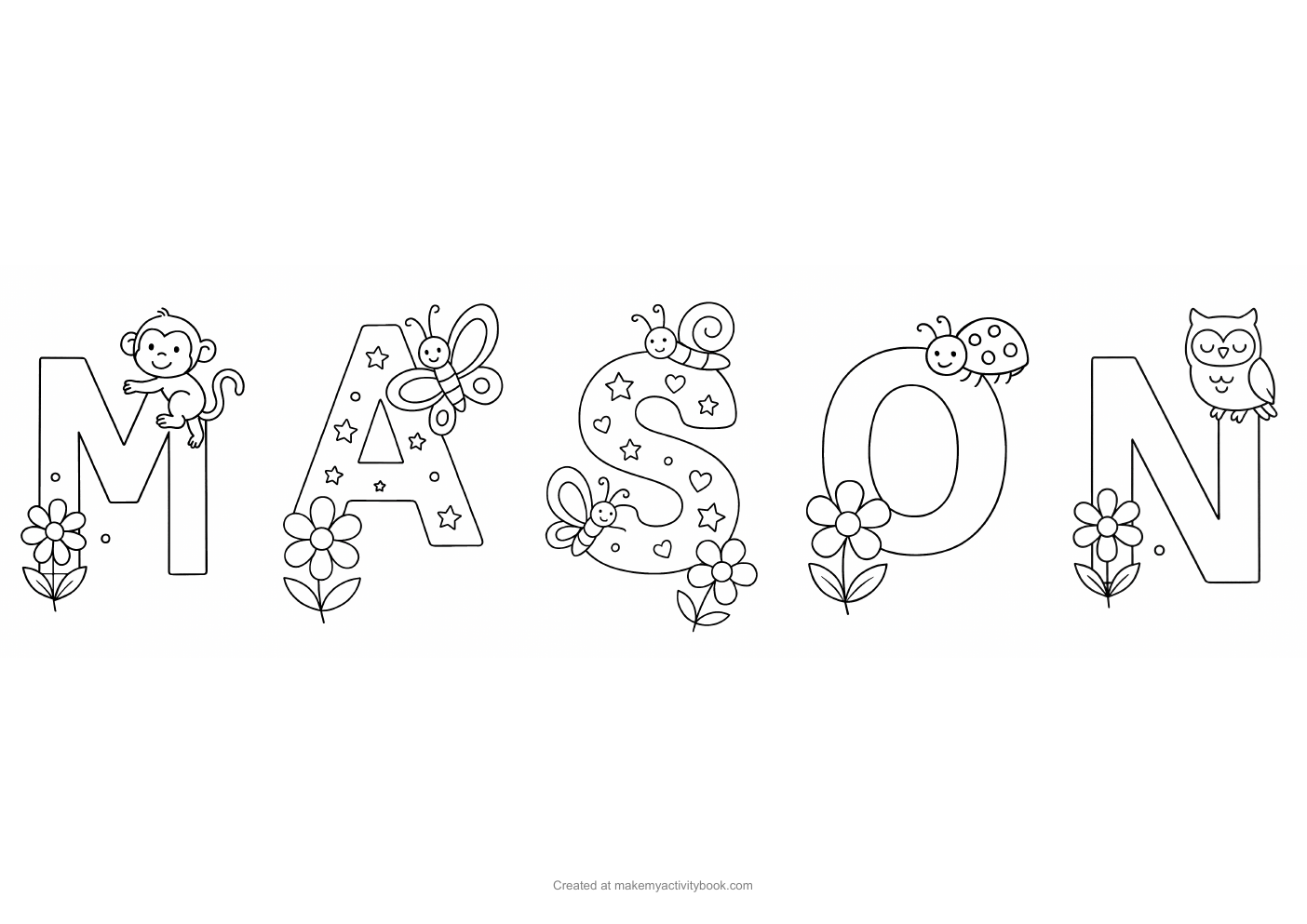 Mason letters colouring sheet