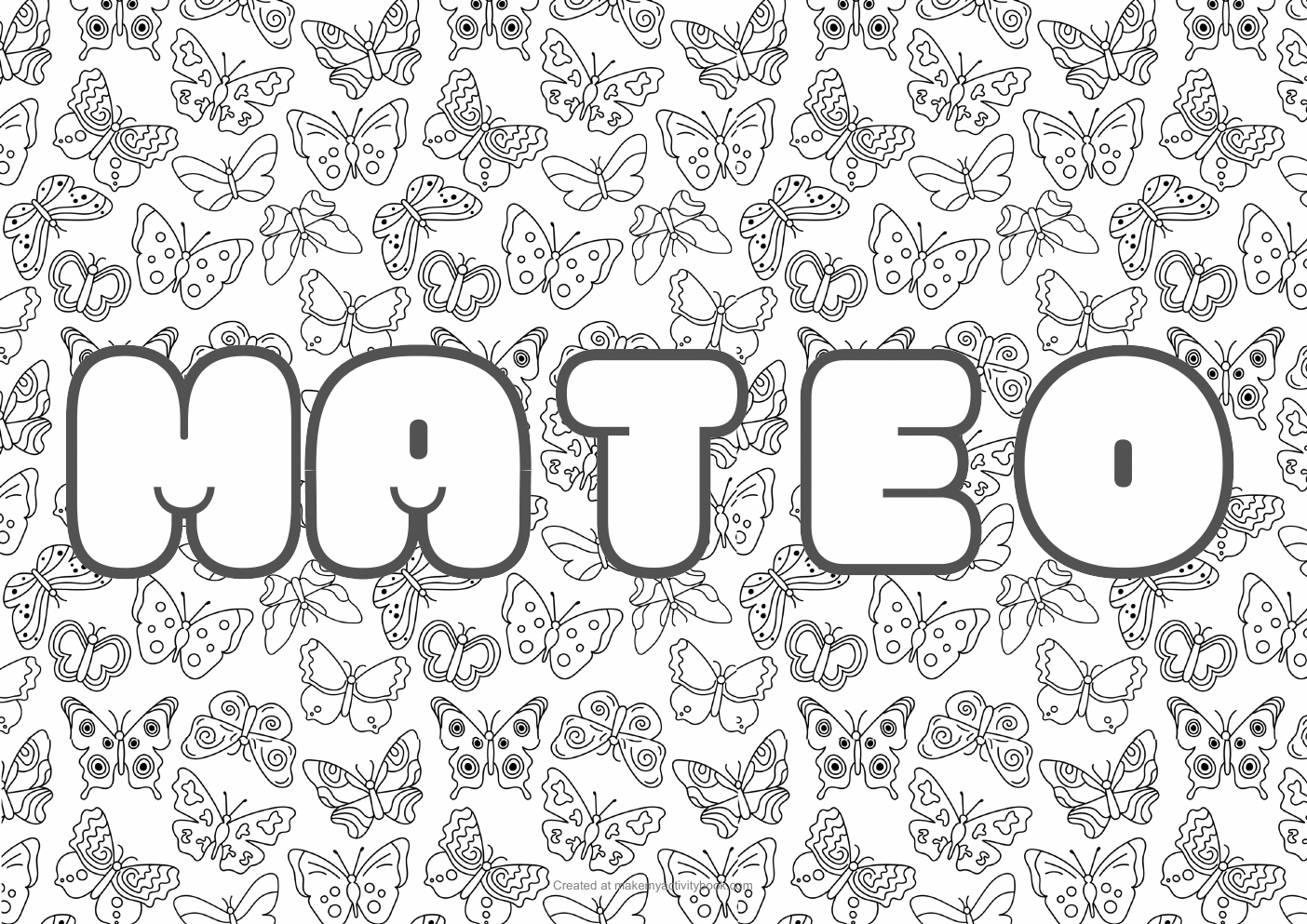 Mateo butterflies colouring sheet