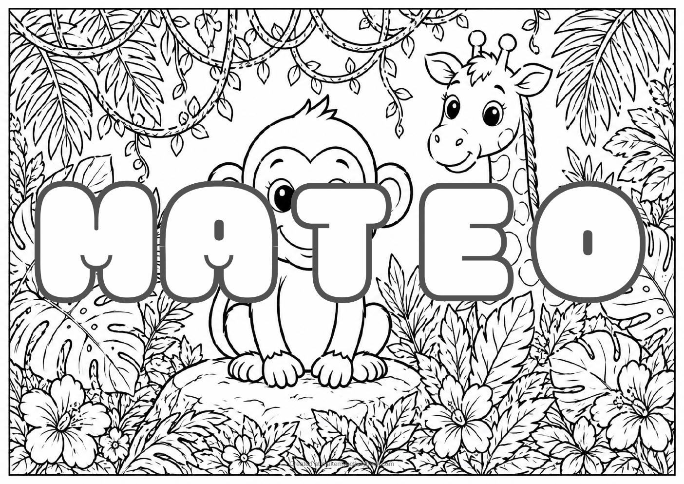Mateo jungle colouring sheet